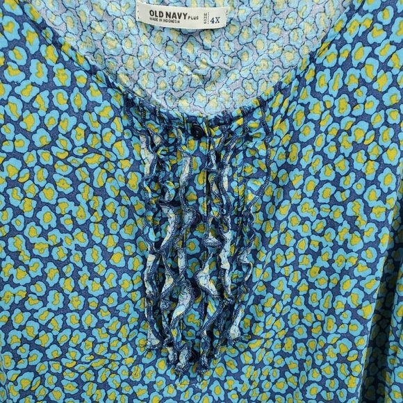 Old Navy Womens Sleeveless Blue Yellow Tank Top Plus Size 4X Scoop Neck Casual - Picture 5 of 11